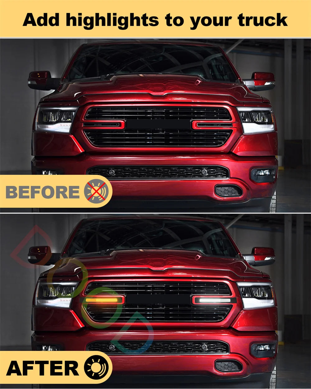 For 2019-2024 Dodge Ram 1500 Laramie Grill Grills Fit ABS Grille