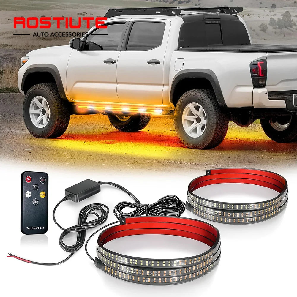 2PCS Running Board Strobe Strips 12-24v Flashing Side Warning