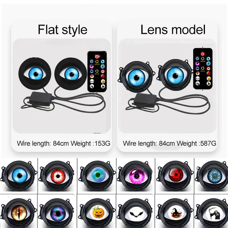 1pc/2pc 6/33 Patterns Dynamic LED Eye Light Car Headlight 1.5w Devil EyeS Multi-mode LED Modified Lens Headlight Accesso