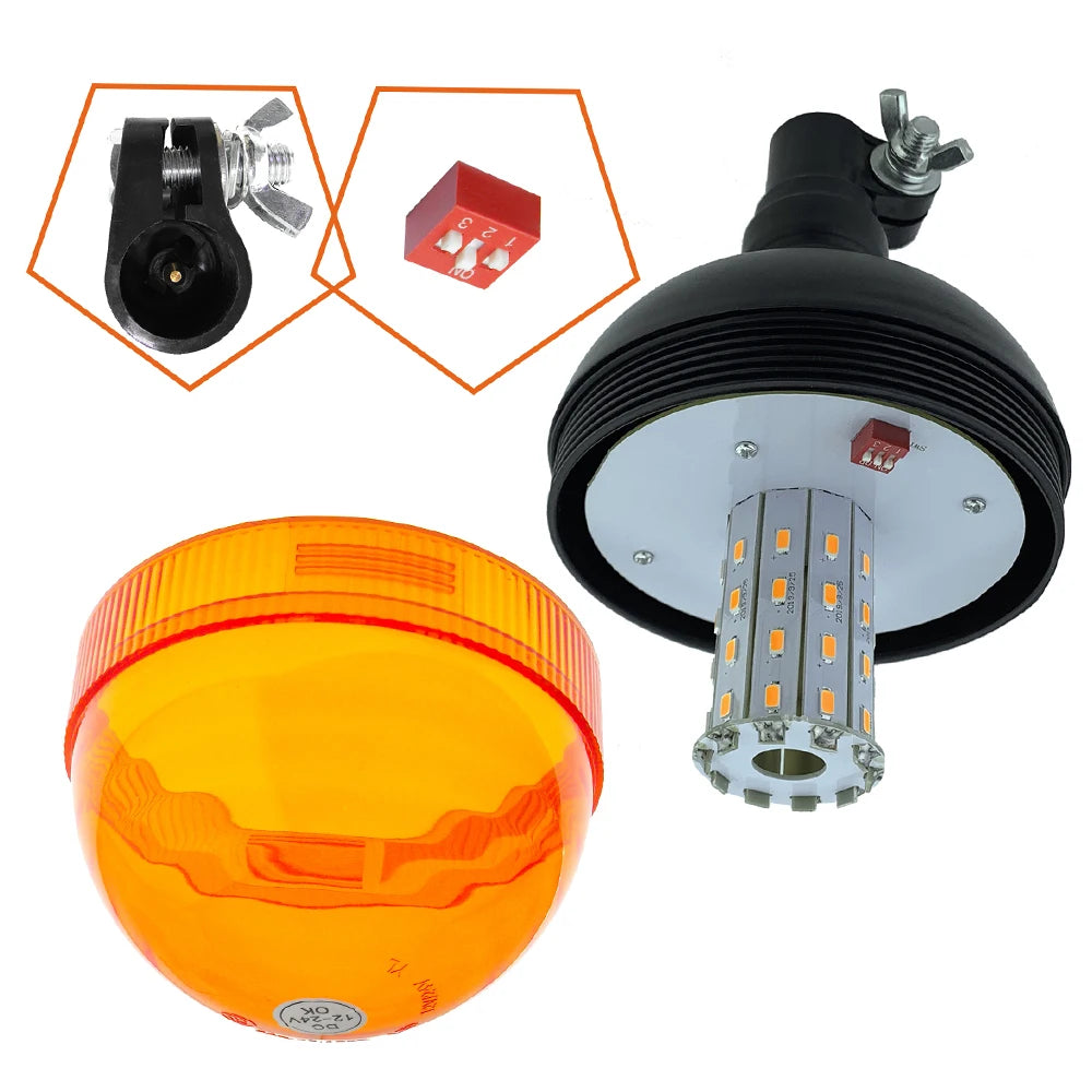 1PCS 12V Amber Beacon Rotating Rotary Truck Tractor Warning