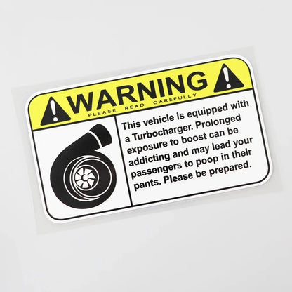 Sticker Funny Warning Sign Turbo Boost Decal Pvc 15.2cm