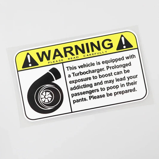 Sticker Funny Warning Sign Turbo Boost Decal Pvc 15.2cm