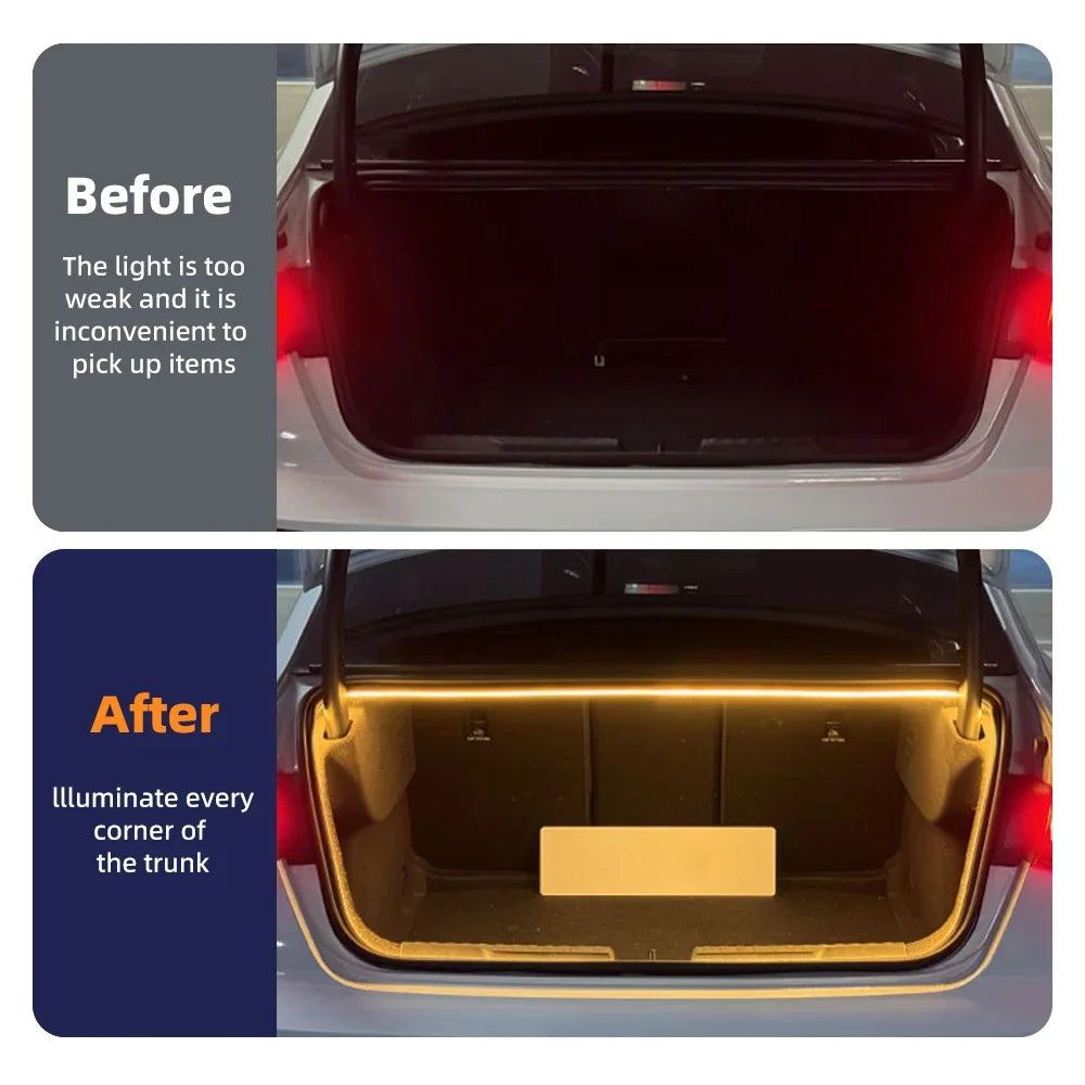 Car Trunk LED Light Strip Flowing Dynamic Tailgate Bar for Audi Ambient 12V Flexible Waterproof Rear Boot Decorative Lam