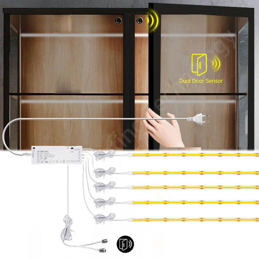 For Under Cabinet Lighting Wardrobe Showcase Double Door Sensor