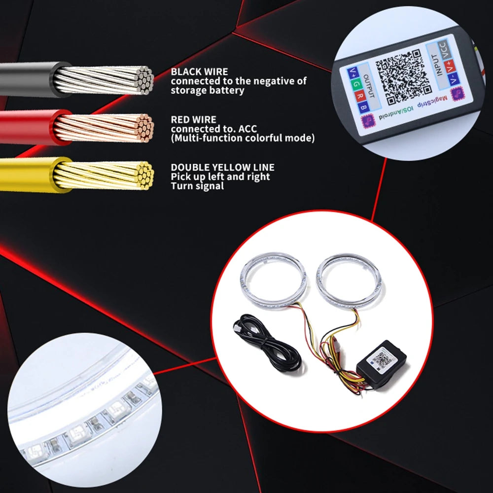 RGB 3.0inch Angel Eyes Ring Projector Eys Sequential Turn