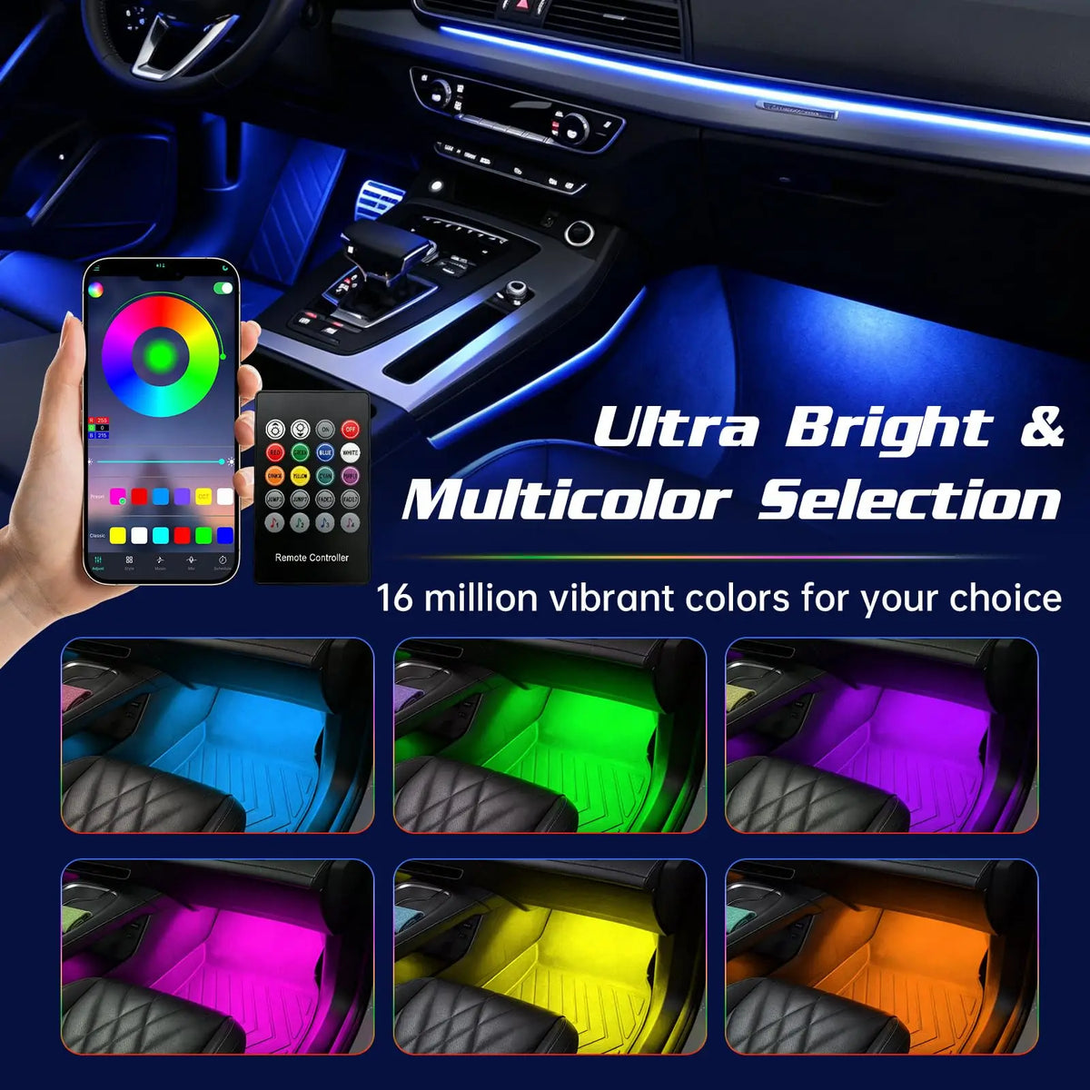 RGB Interior Million Colors Bluetooth APP Remote Control Music