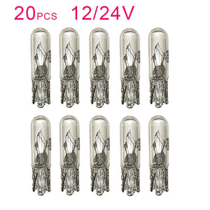20PCS T5 12V 24V 1.2w W2W White Halogen Instrument