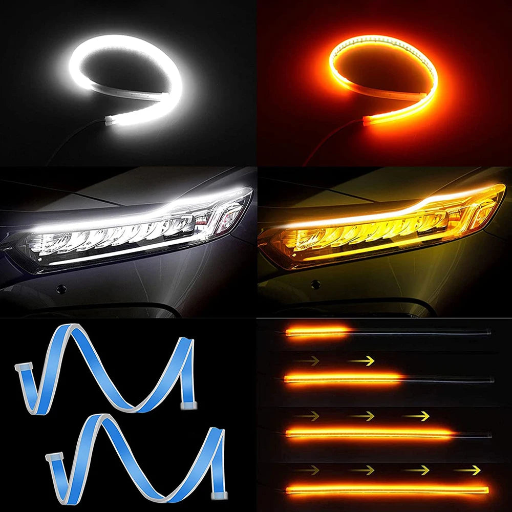 2PCS Start Scan Drl Daytime Running Flexible Headlights White