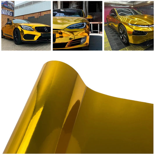 Glossy Gold Chrome Vinyl Wrap Film Motorcycle Sticker Waterproof