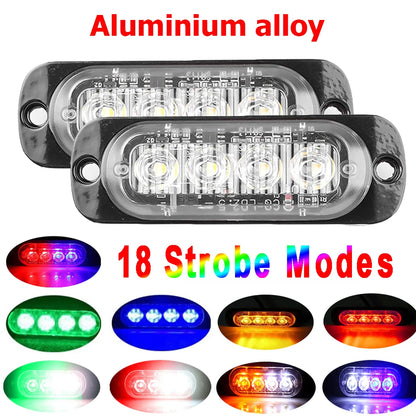 2PCS 4LED Strobe Warning Grill Flashing Breakdown Emergency Truck