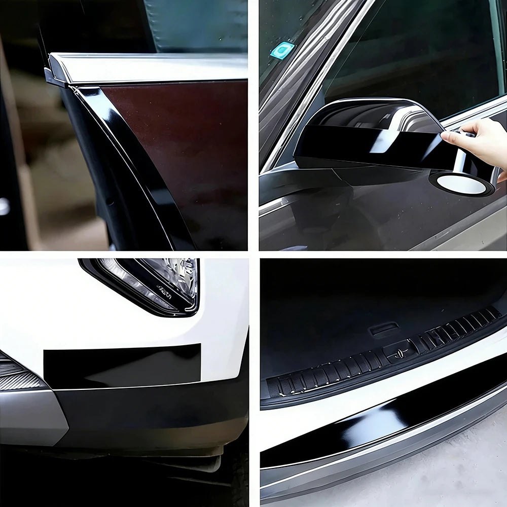 10CM 10M Glossy Black Sticker Paste Protective Strips Door