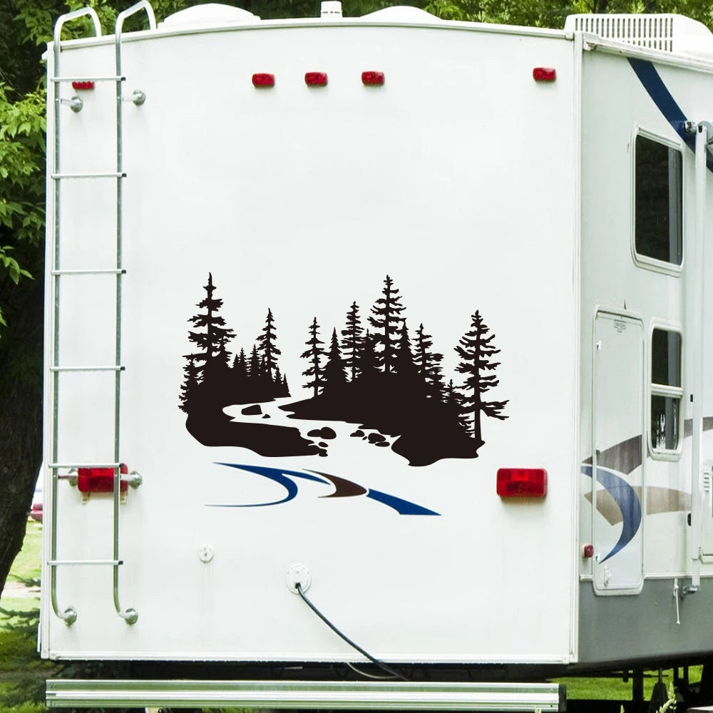 Large Original River Trees Landscape Camper Rv Sticker Decal