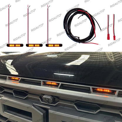 For Ranger Raptor Grille Amber White Pickup Truck 3PCS Kits Fit