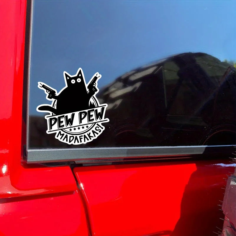 For Laptop Water Bottle Phone Pew Madafakas Cat Guns Vinyl