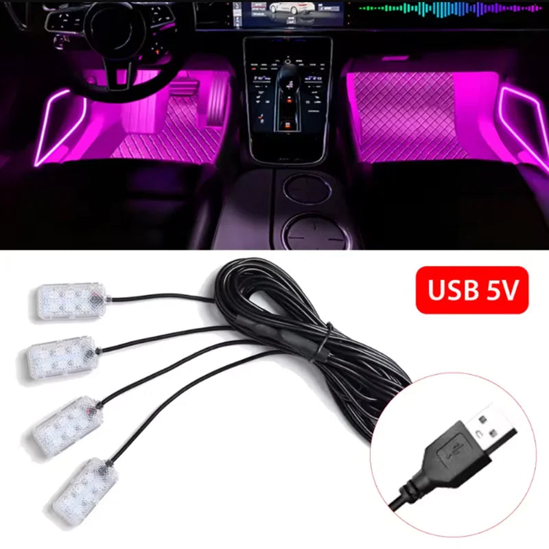 Foot Ambient USB Cigarette Lighter Backlight Music Control APP