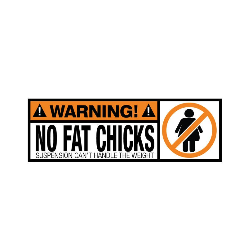 Lykx Warning Funny No Fat Chicks Sticker Automobiles Motorcycles