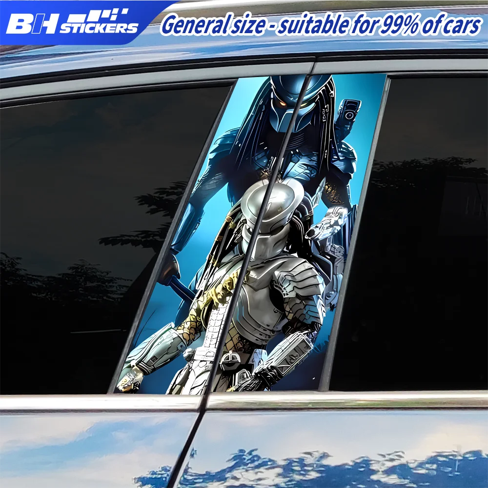 Silver Mech Predator Pillar Post Decal Sci Fi Window