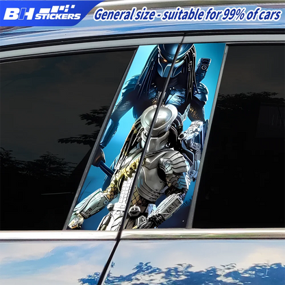 Silver Mech Predator Pillar Post Decal Sci Fi Window