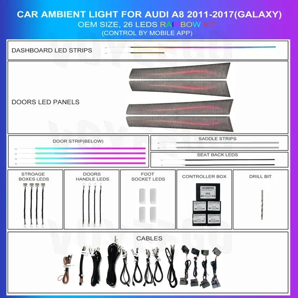 For Audi 2011-2017 Factory Ambient Lighting Upgrade Interior A8