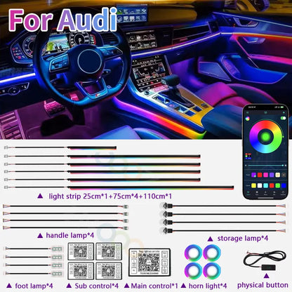 For Audi Tt 8N MK1 MK2 RGB 22IN1 Interior Acrylic Ambient 8J