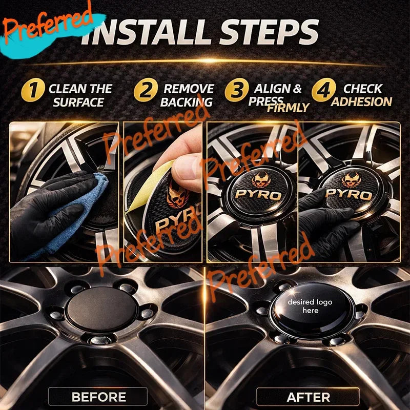 Custom Wheel Cap Decals 3D Domed Logo Stickers Any