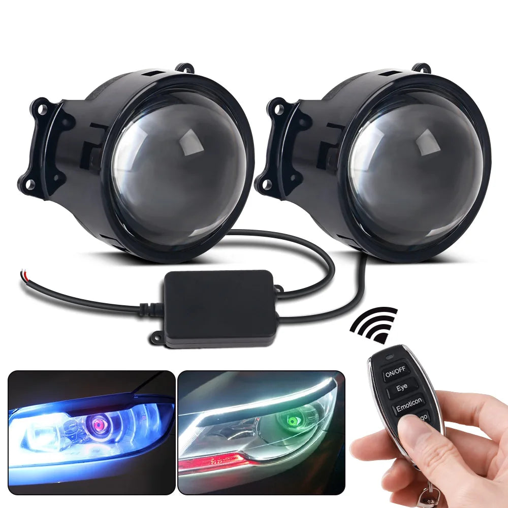 3-inch Devil's Eye Auto Accessories Headlight Led Lenses Retrofit Kits Assembly LED Car Dynamic Lights 12v with Remote C