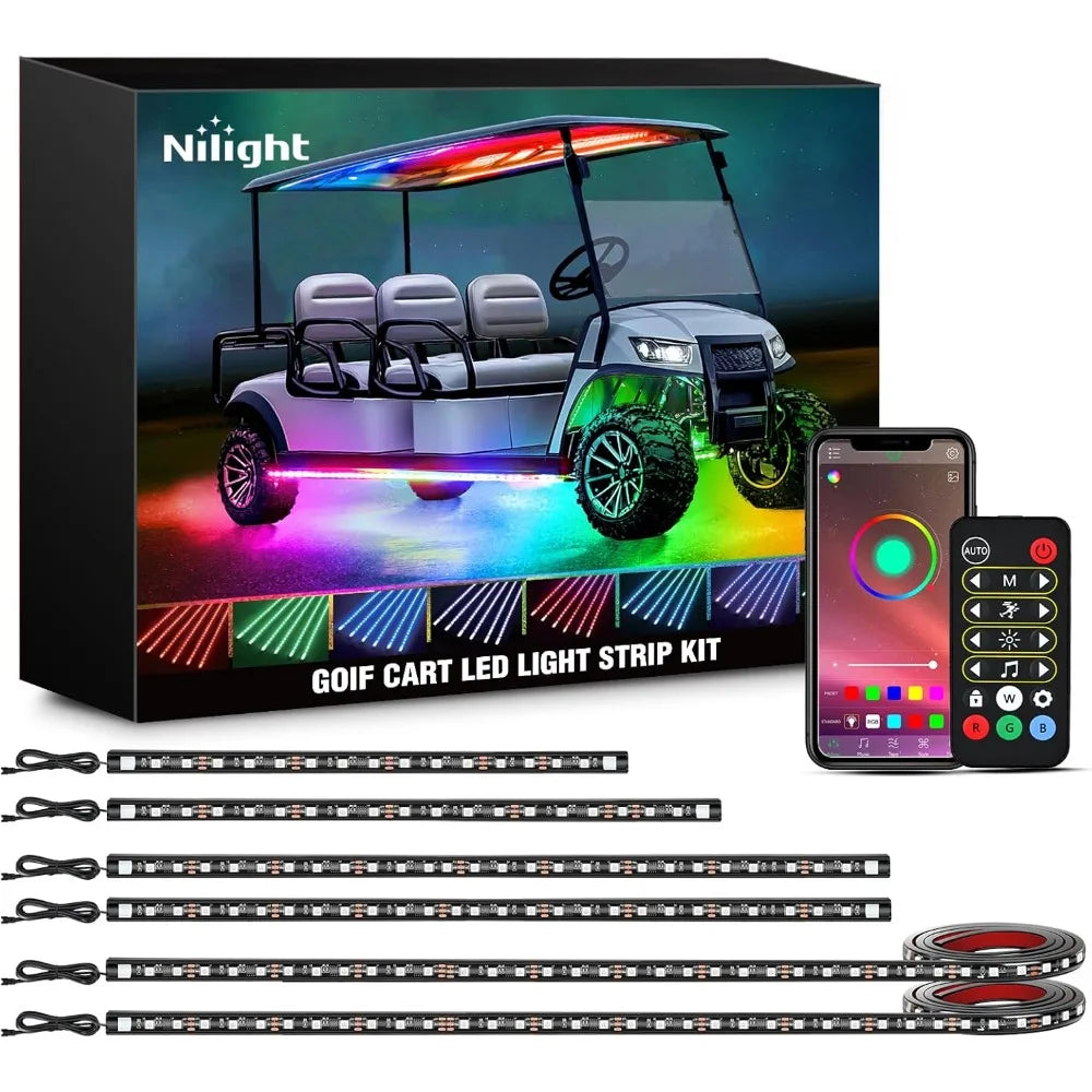 Nilight 6PCS Golf Cart Underbody Kit Neon Strip Remote