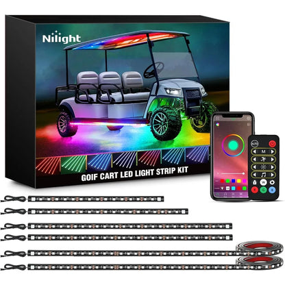 Nilight 6PCS Golf Cart Underbody Kit Neon Strip Remote