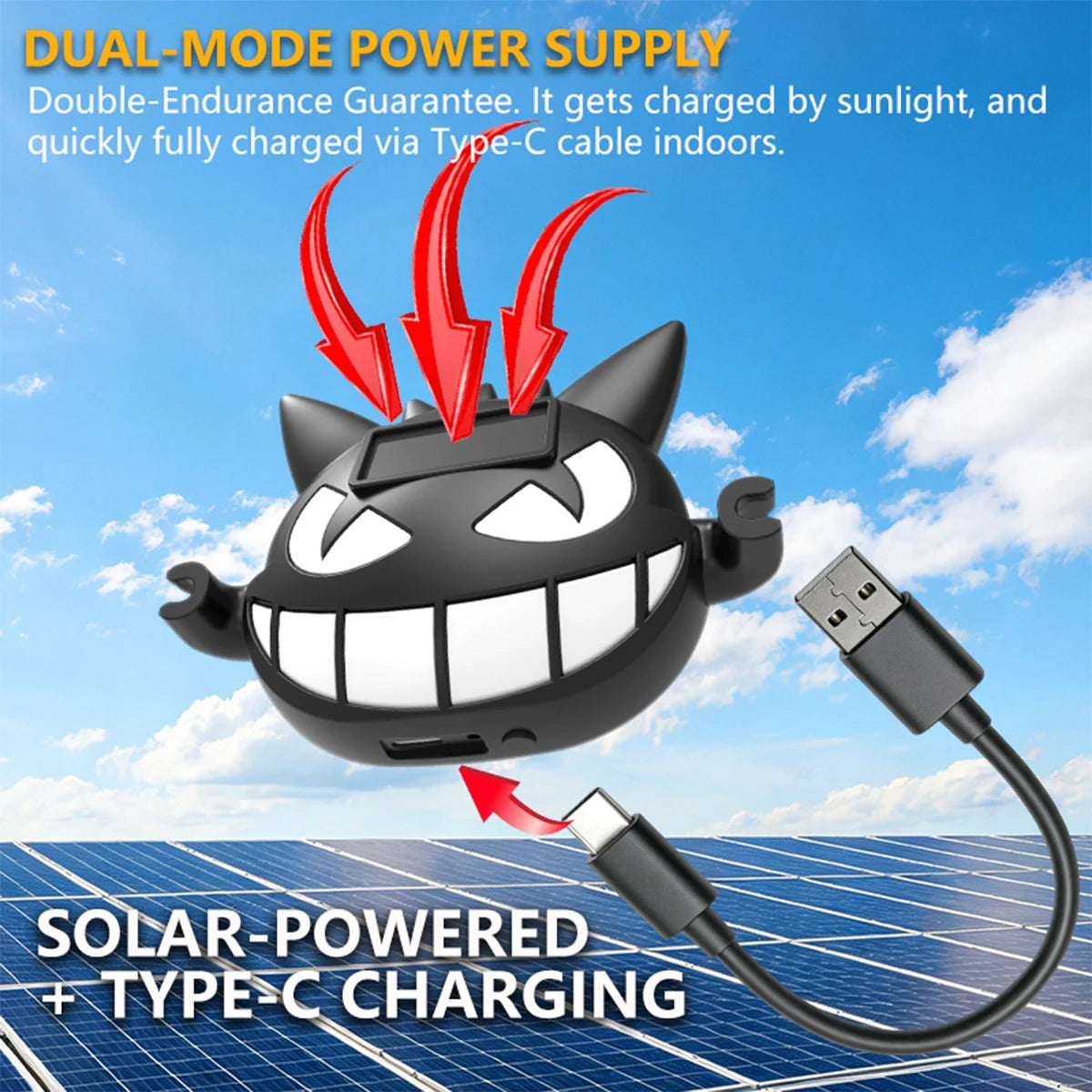 Devil Face Projection Solar Powered Rear Windshield Warning