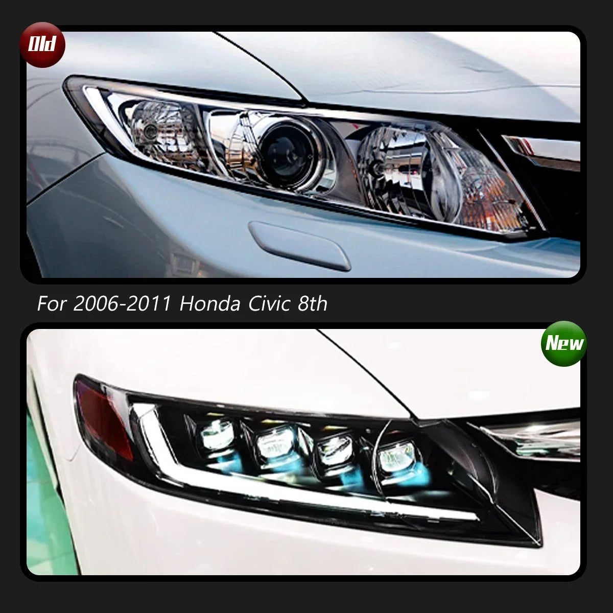 For Honda Civic 8TH Gen Headlight 2006-2011 Upgrade Modified Drl