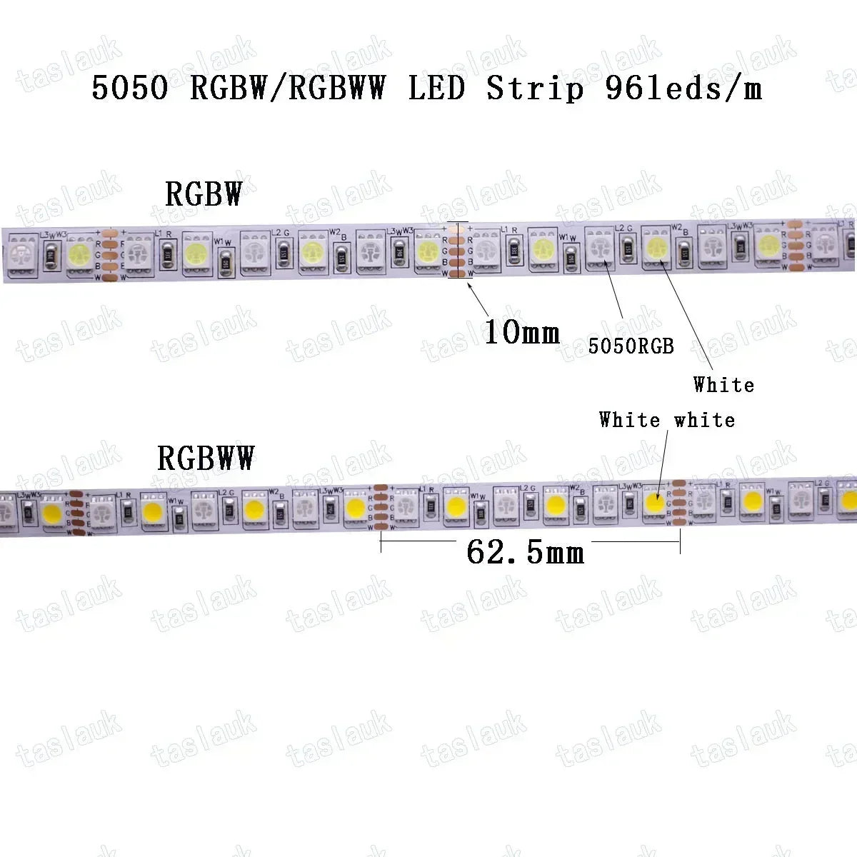 5050 Rgbw Rgbww 96leds M dc12v 24V 10MM 12MM