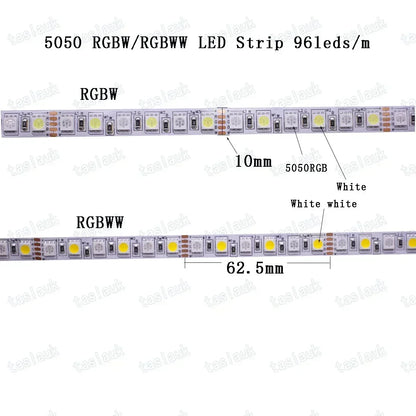 5050 Rgbw Rgbww 96leds M dc12v 24V 10MM 12MM