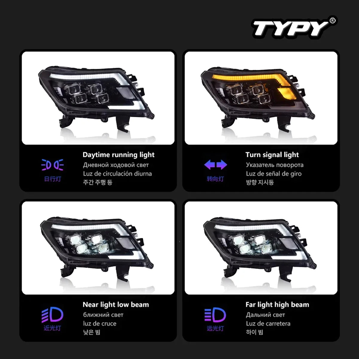 For Nissan Navara Headlight 2014-2022 Upgrade Typy Modified Drl