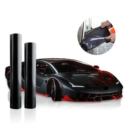 Leonardo Glossy Black Carbon Fiber Material Roll Wrap Tpu