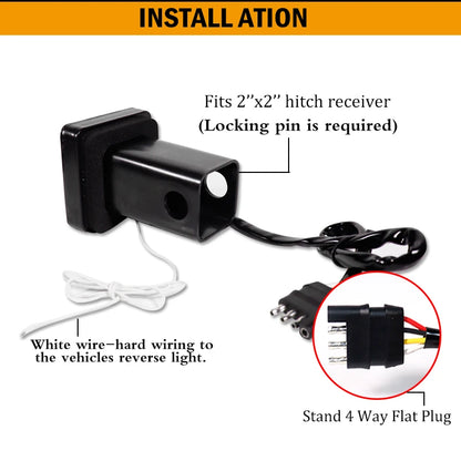 For Pickup Red White Towing Hitch Cover Tail Brake Backup Reverse