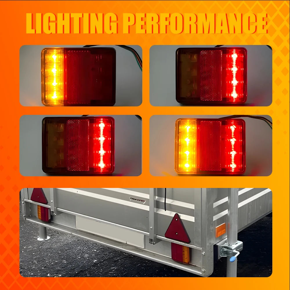 For Caravans 2PCS 120MM Tail Amber Red Driving Brake Stop Turn