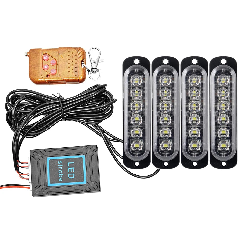 Set Blue Strobe Grille Emergency Flashing Signal Red Yellow