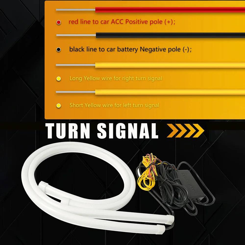 2PCS RGB Strip Sequential Drl Daytime Running Turn Signal