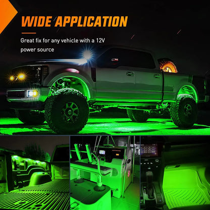Nilight 8PCS Truck Pickup Bed 24LED Green Cargo Rock