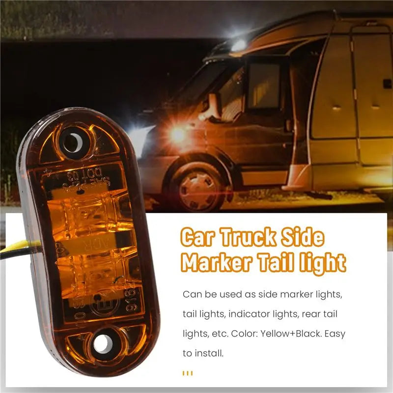 10PCS Amber Oval Clearance Trailer Truck Side Marker Tail