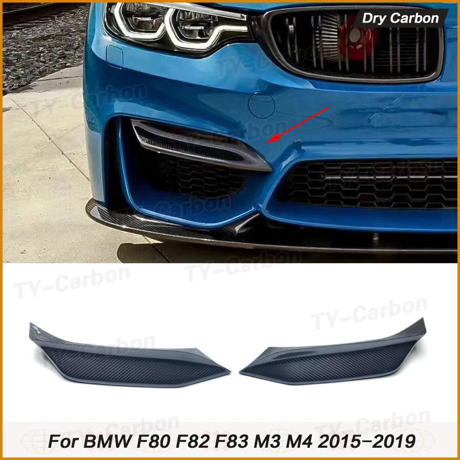 For BMW F80 M3 F82 F83 Dry Carbon Fiber Front Bumper Splitters