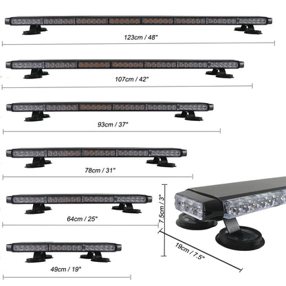 Amber White 48 Tow Truck Strobe Warning Bar Orange