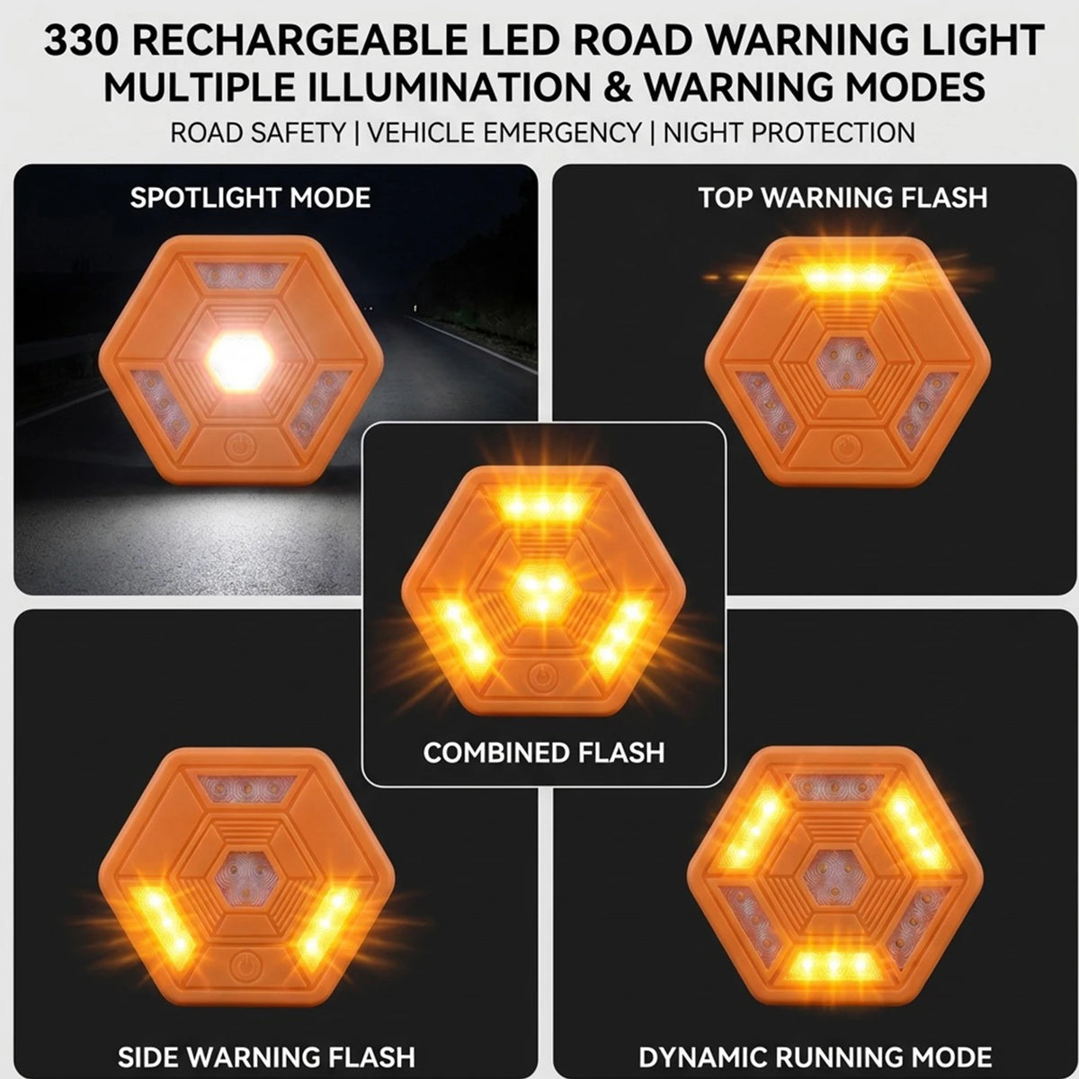 Orange Magnetic Road Flare Warning IP67 Waterproof Safety Signal
