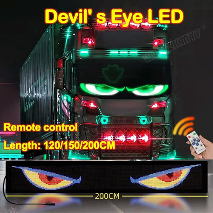 Devil Eyes Truck LED Display Flexible Matrix Panel Remote Control 24V RGB Animation Scrolling Screen Car Windshield Sign