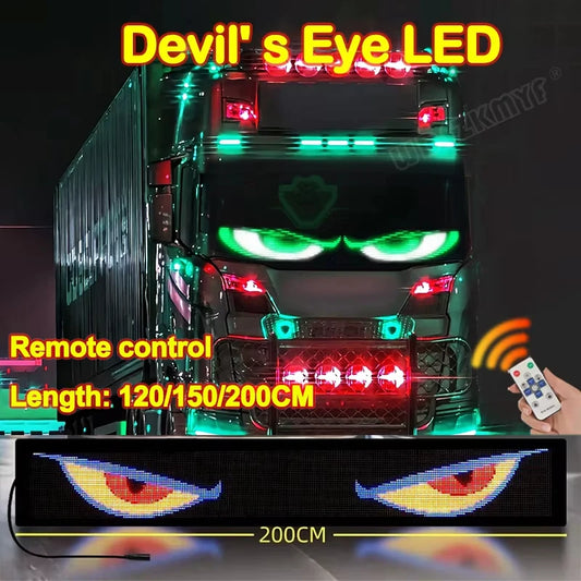 Devil Eyes Truck LED Display Flexible Matrix Panel Remote Control 24V RGB Animation Scrolling Screen Car Windshield Sign