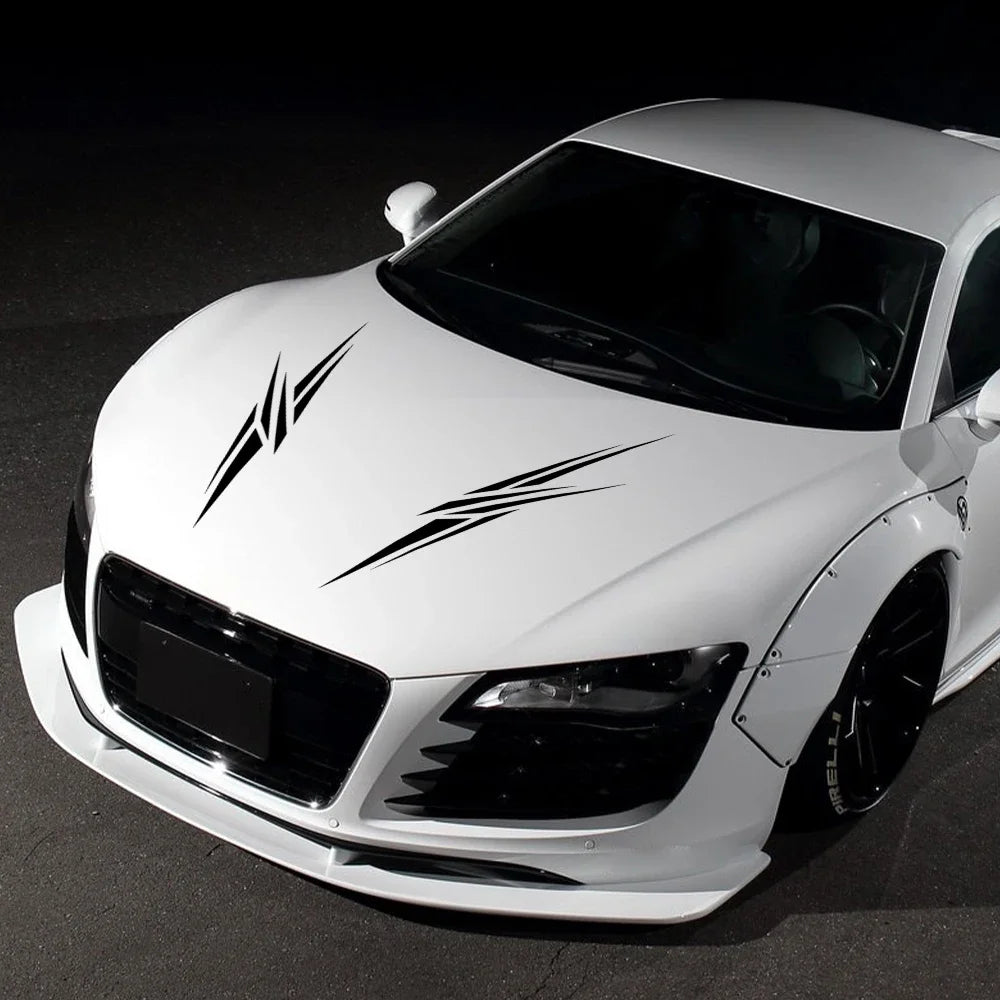 For Audi Hyundai Fiat Tesla Nissan 2PCS Hood Sticker Racing