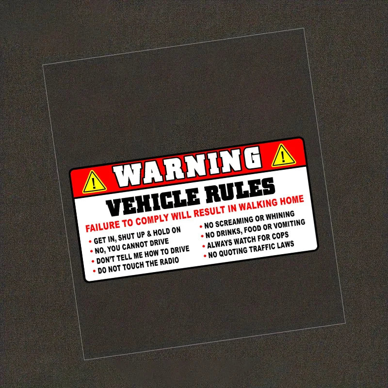 For Auto Funny Safety Warning Rules Sticker Decal Adhesive Vinyl