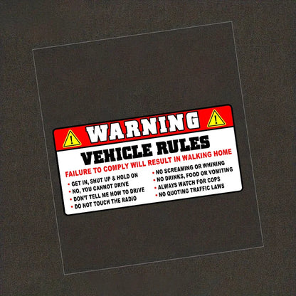 For Auto Funny Safety Warning Rules Sticker Decal Adhesive Vinyl