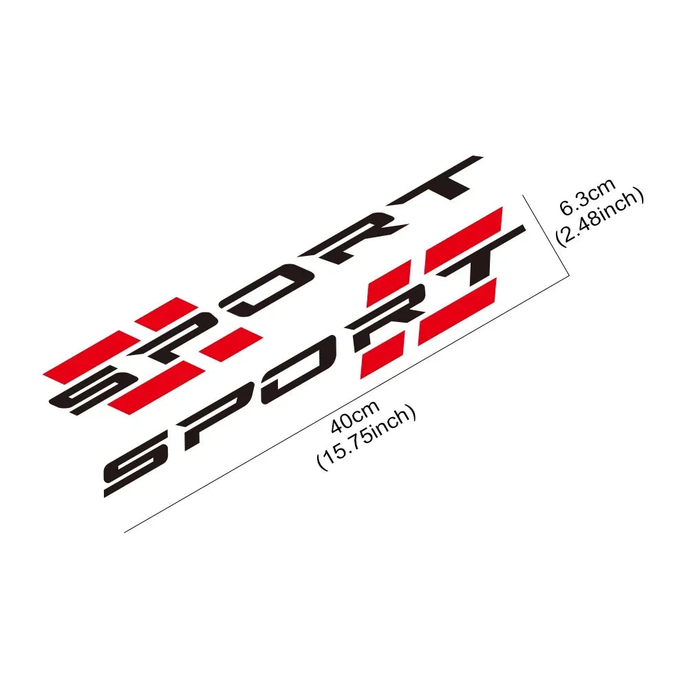 2PCS Body Side Skirts Sport Letters Stickers Vinyl Film