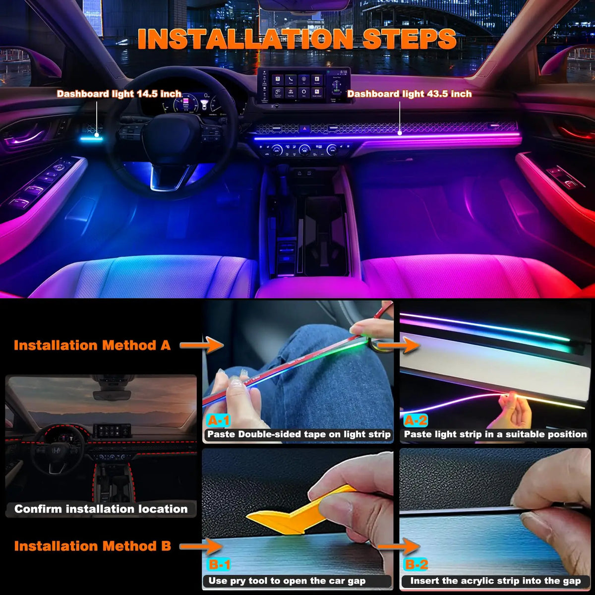 For Tesla Model 3 Y S 2IN1 Dynamic Neon Ambient Lighting